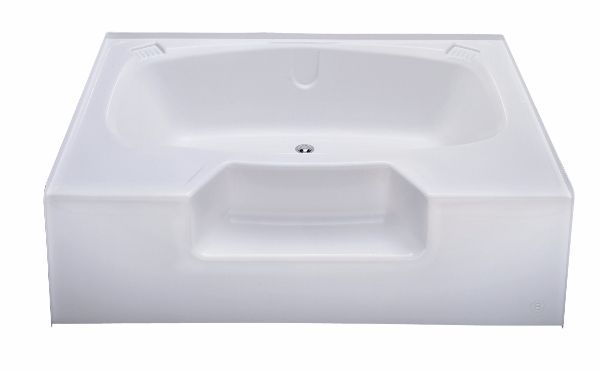 Garden Tub 40x60, Plastic, White, CD, w/ Step