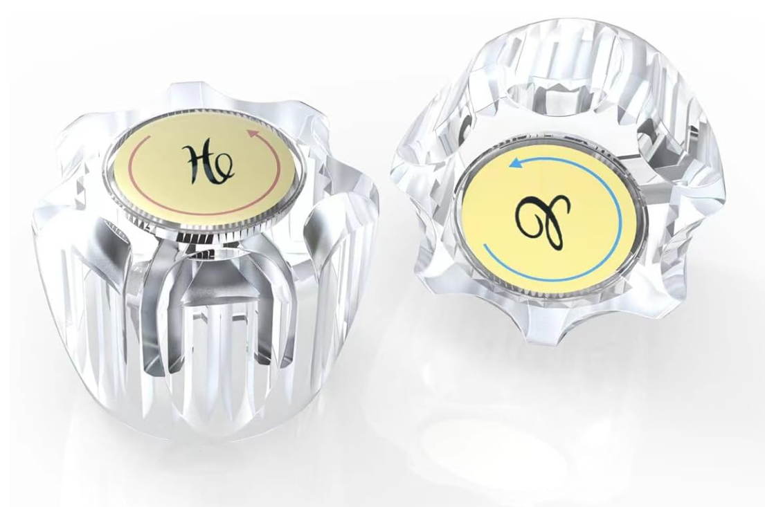 Clear Faucet Handles, Small, Hot & Cold