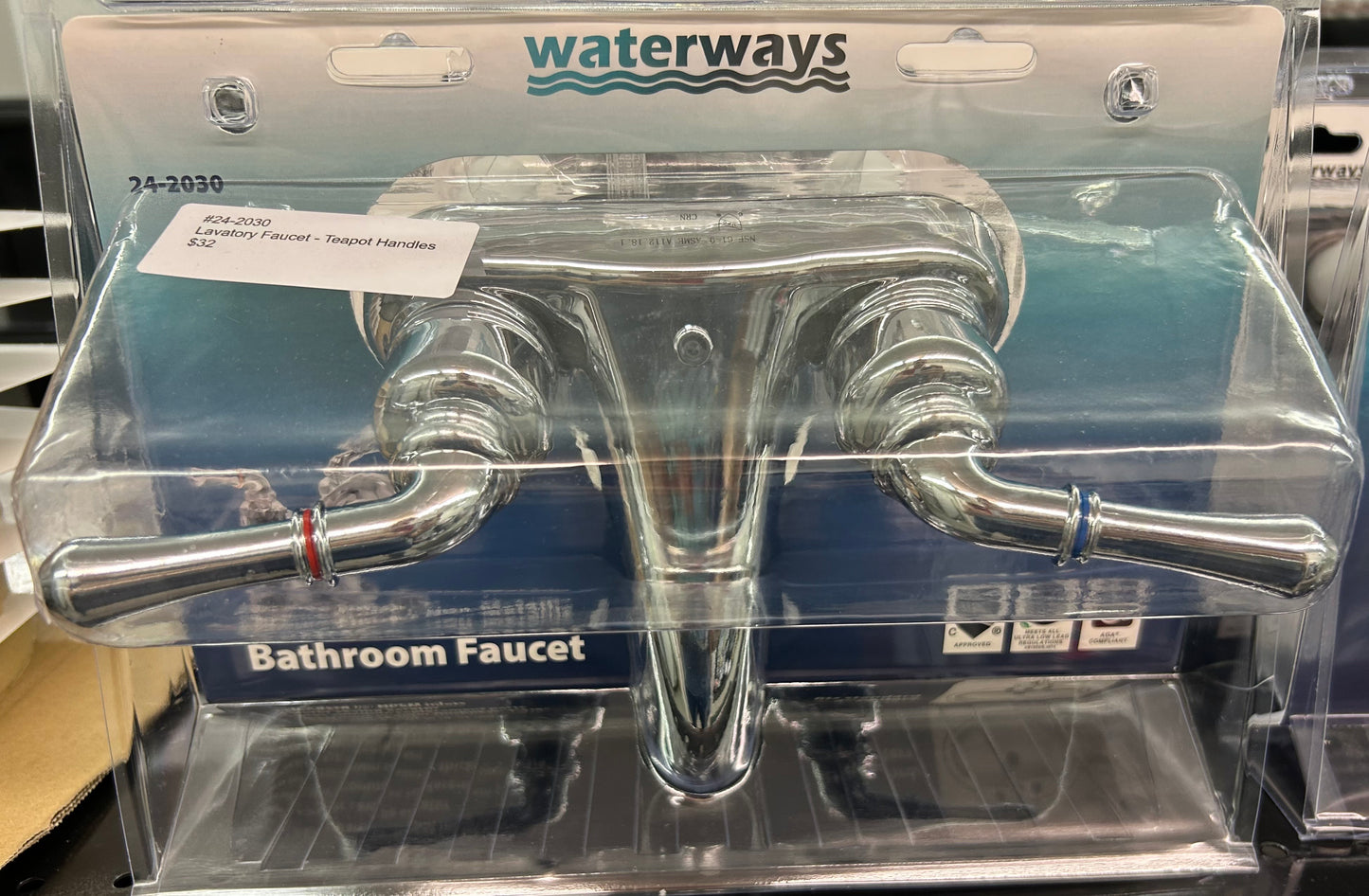 4" Lavatory Faucet Chrome w/ Teapot Handles
