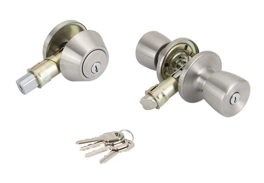 Combination Lock and Deadbolt, Stainless w/4 Keys