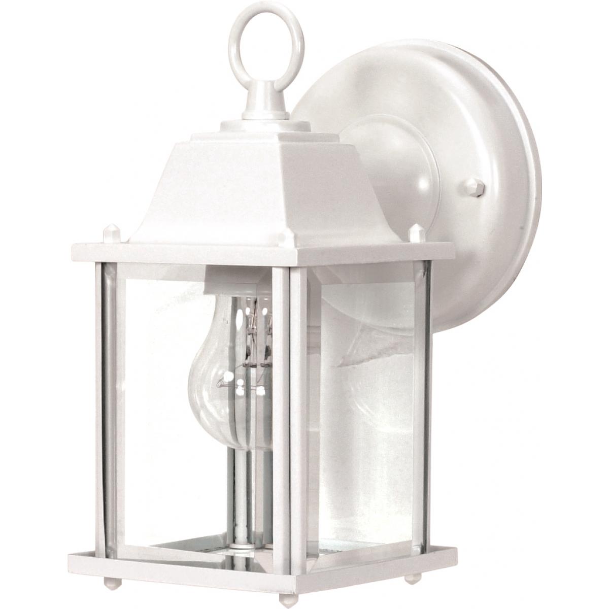 Outdoor Lantern, White w/Clear Glass