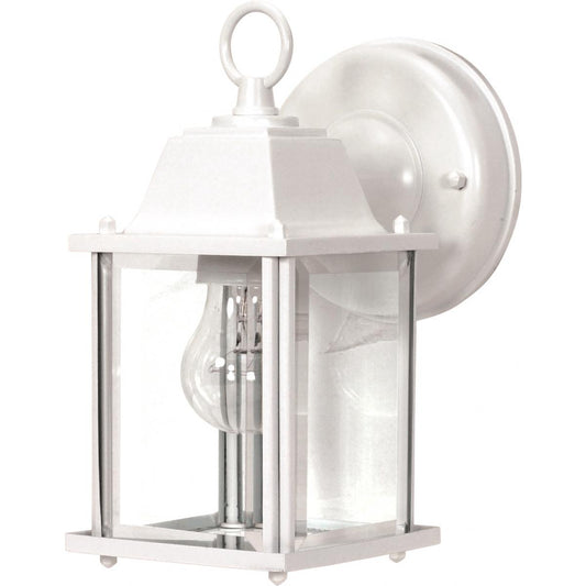 Outdoor Lantern, White w/Clear Glass