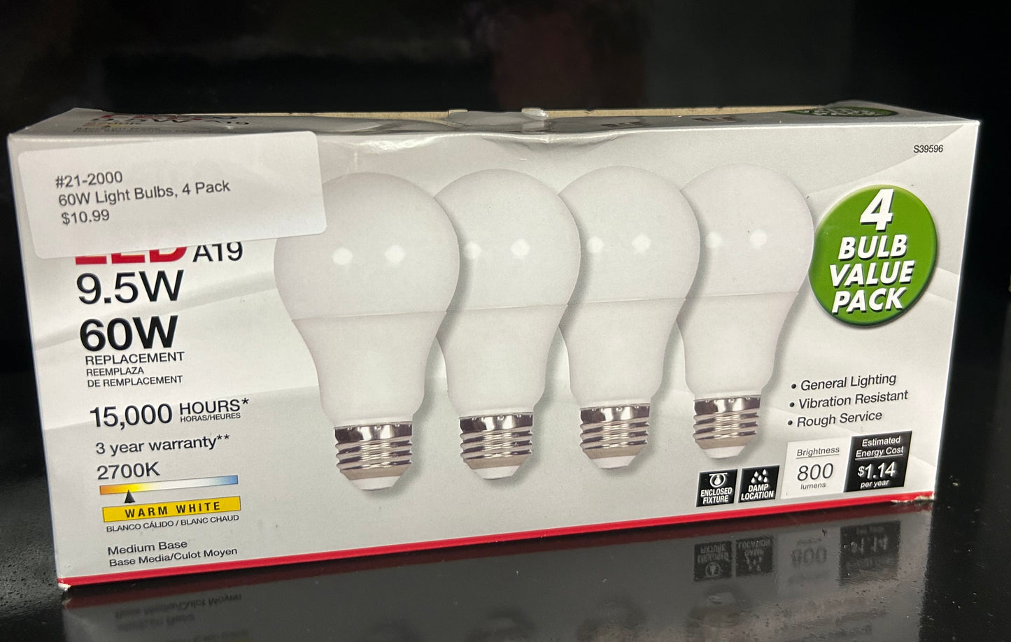 60 Watt LED (equivalent) Light Bulbs 4Pk