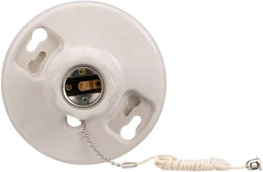 Porcelain Lamp Holder w/ Pull Chain